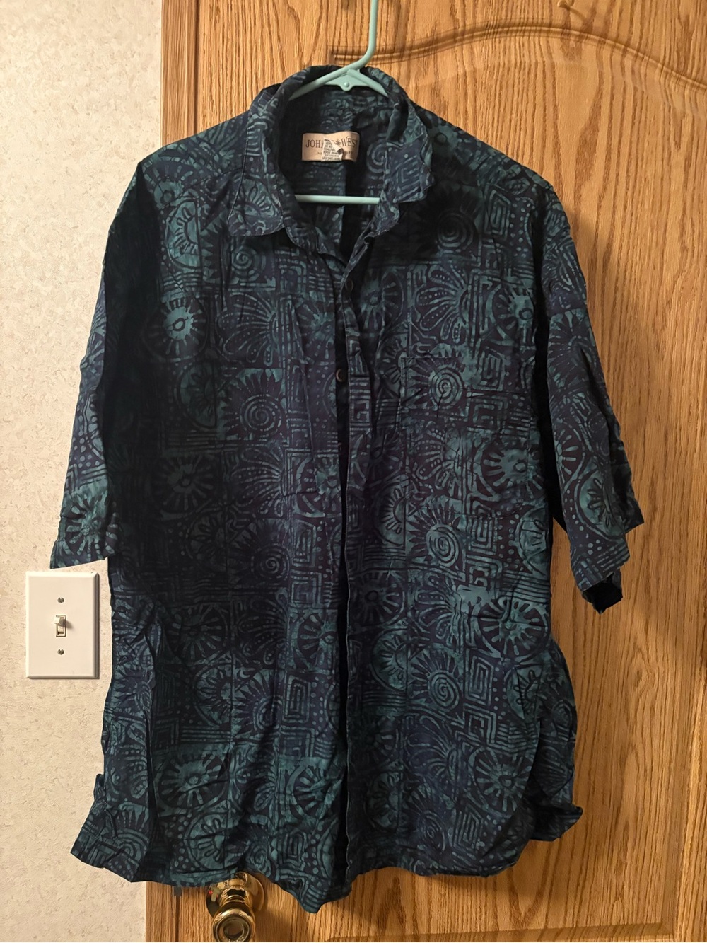 Casual Button-Down Shirt in Teal & Navy by Johari West